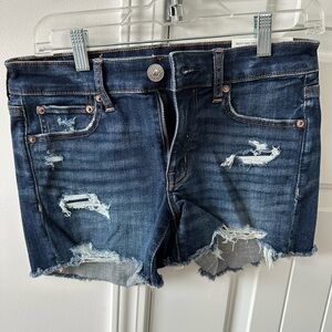 American Eagle Outfitters Blue Jean Shorts Distressed Frayed Hem